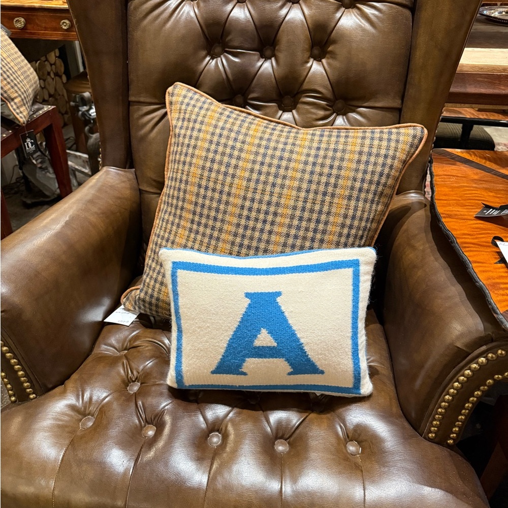 Jonathan Adler Blue Monogram A Cashmere Pillow